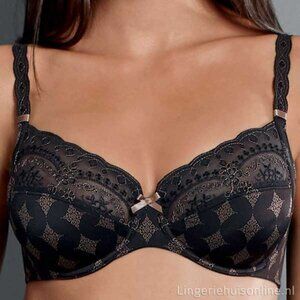 Anita Rosa Faia New Mila Underwire Bra beautiful floral embroidery in Blk